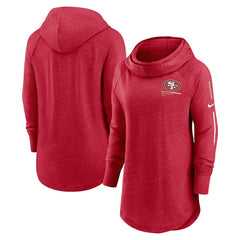 NFL San Francisco 49ers Women's Minimal Statement Lightweight Raglan Funnel Neck Pullover Hoodie