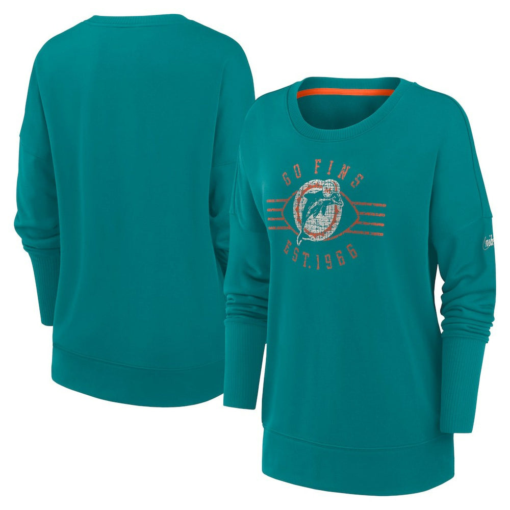 NFL Miami Dolphins Women's Rewind Playback Icon Performance Pullover Sweatshirt