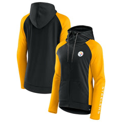 NFL Pittsburgh Steelers Women's End Around Lightweight Raglan Full-Zip Hoodie Jacket