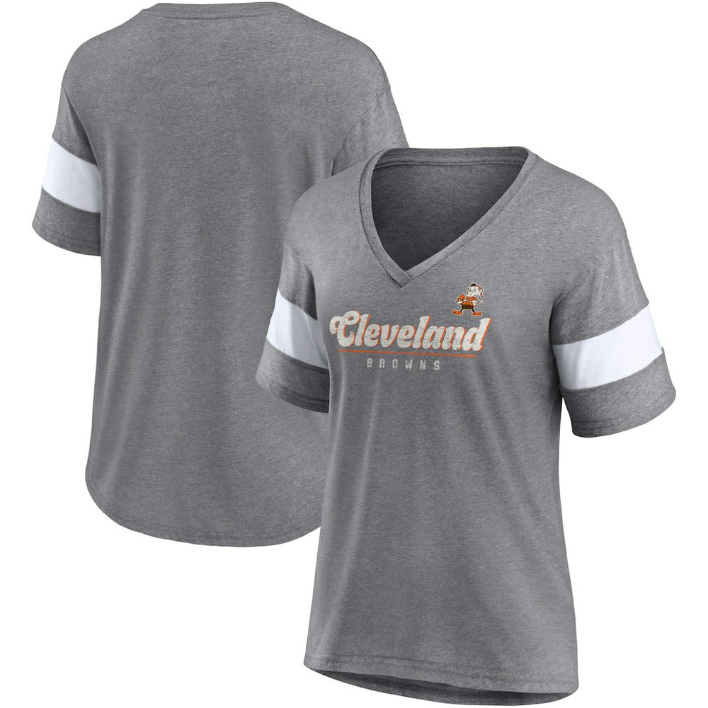 NFL Cleveland Browns Women's Give It All Half-Sleeve Tri-Blend V-Neck T-Shirt