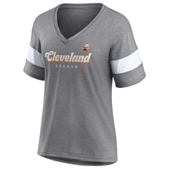 NFL Cleveland Browns Women's Give It All Half-Sleeve Tri-Blend V-Neck T-Shirt