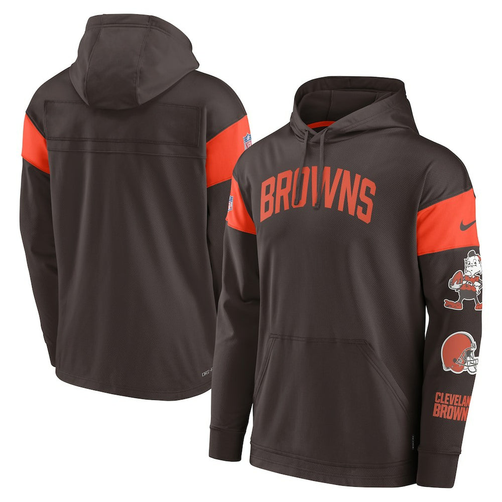 NFL Cleveland Browns Brownie The Elf Sideline Athletic Arch Jersey Performance Pullover Hoodie