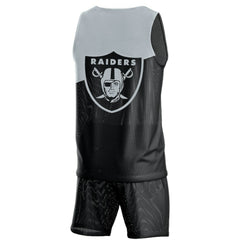 NFL Las Vegas Raiders FOCO Colorblock Mesh V-Neck & Shorts Set