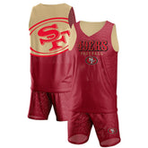 NFL San Francisco 49ers FOCO Colorblock Mesh V-Neck & Shorts Set