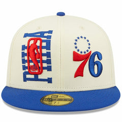 Philadelphia 76ers 2022 NBA Draft 59FIFTY Fitted Hat - Cream/Royal | New Era cheap