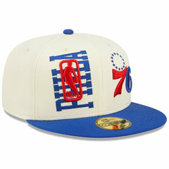 Philadelphia 76ers 2022 NBA Draft 59FIFTY Fitted Hat - Cream/Royal | New Era cheap