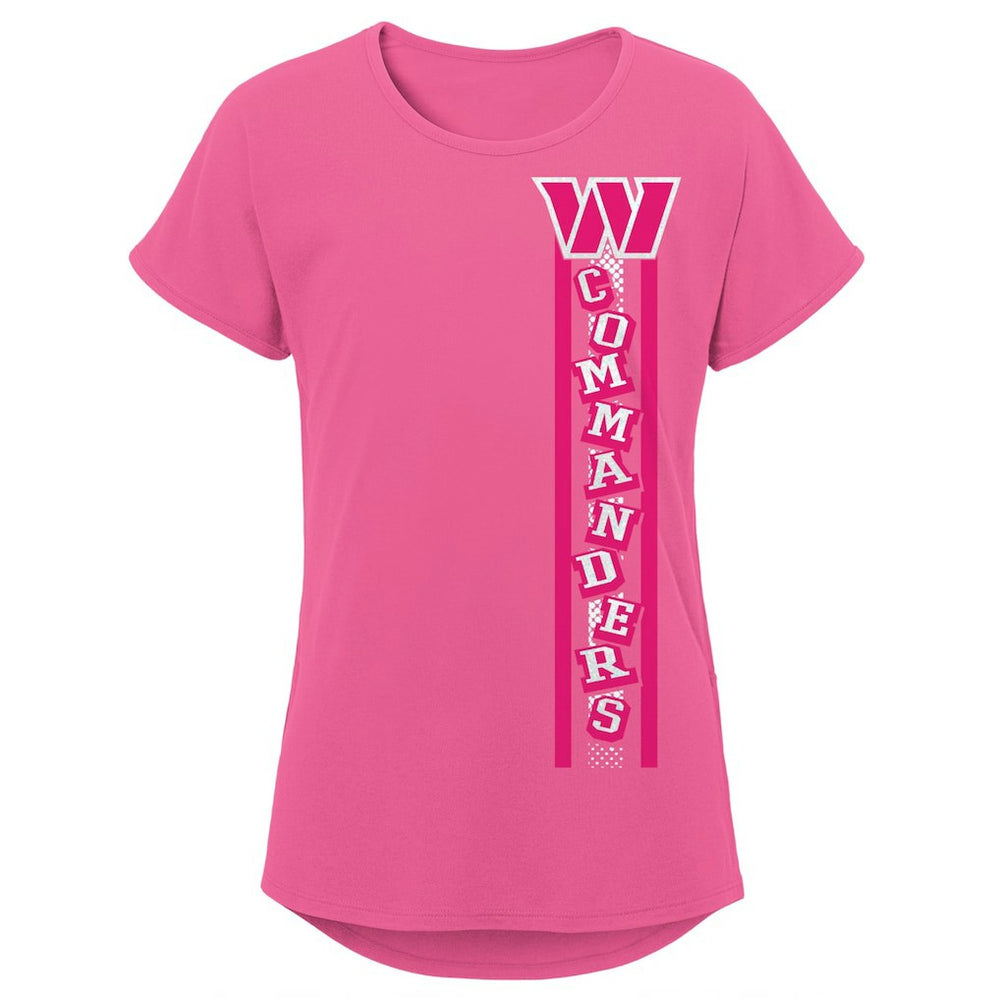 NFL Washington Commanders Girls Youth Logo Fair Catch Dolman T-Shirt