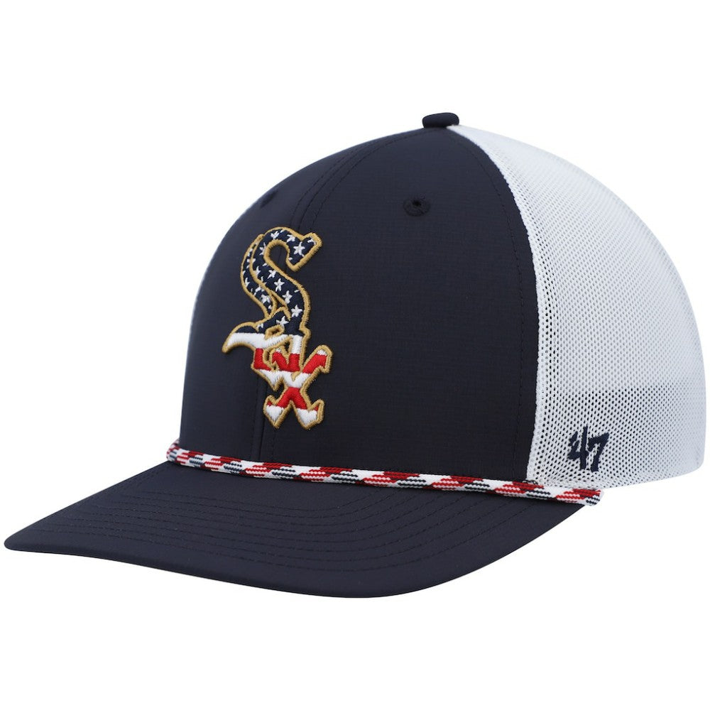 Chicago White Sox Flag Fill Trucker Snapback Hat - Navy/White | 47 brand