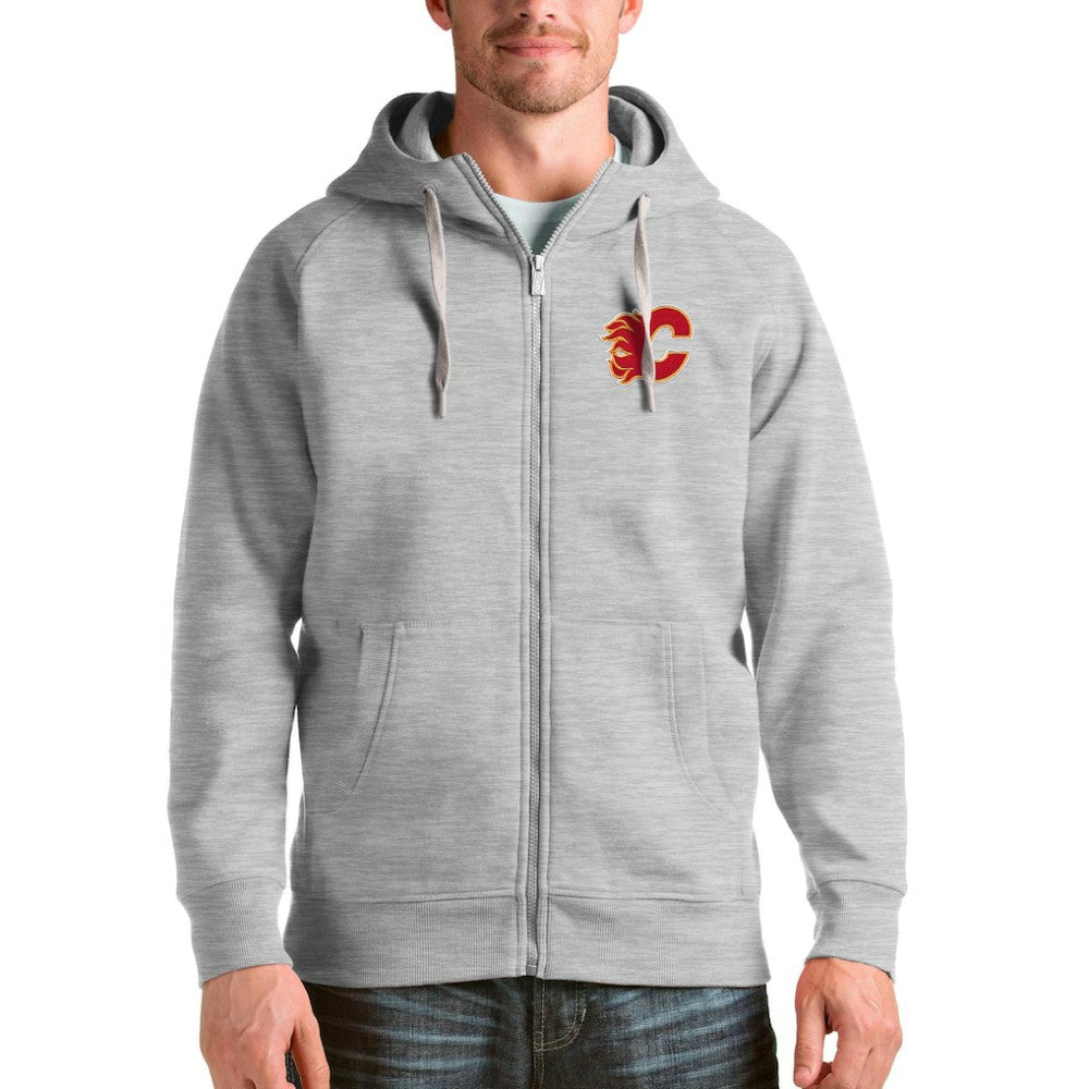 Calgary Flames Antigua Logo Victory Full-Zip Hoodie