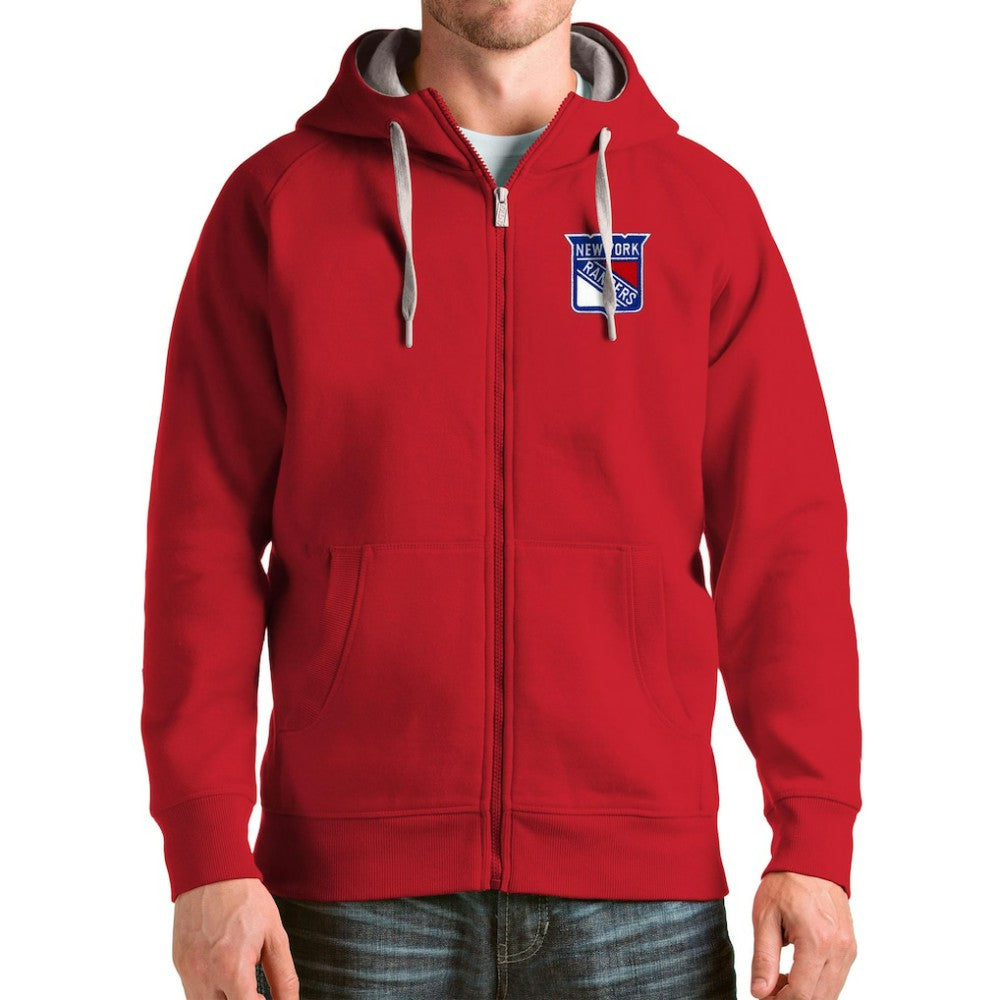 New York Rangers Antigua Logo Victory Full-Zip Hoodie