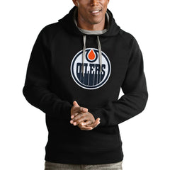 Edmonton Oilers Antigua Logo Victory Pullover Hoodie
