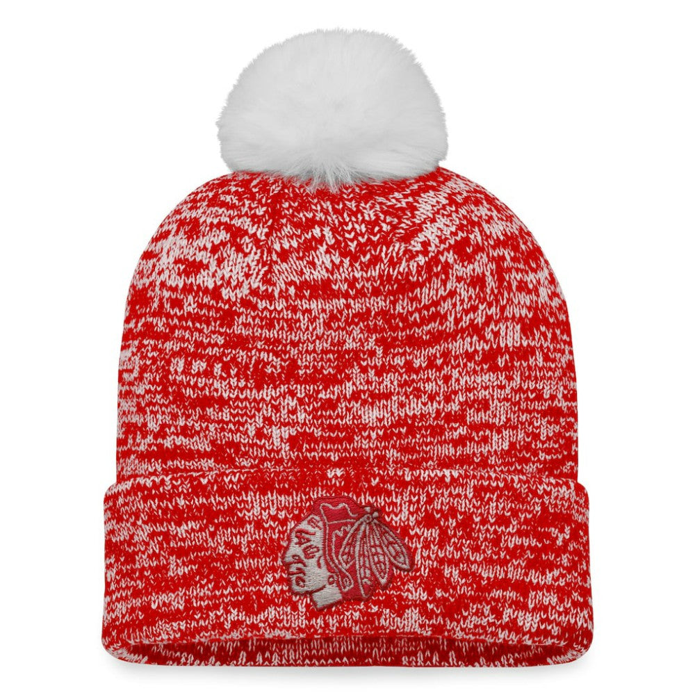 Chicago Blackhawks Fanatics Women's Glimmer Cuffed Knit Hat with Pom