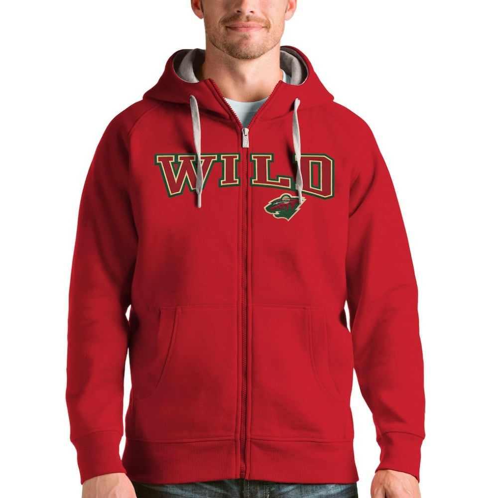Minnesota Wild Antigua Wordmark Victory Full-Zip Hoodie