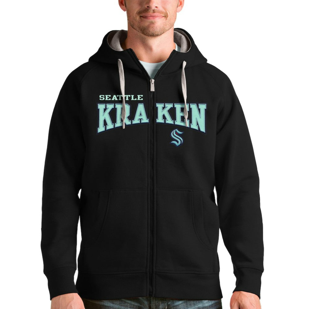 Seattle Kraken Antigua Wordmark Victory Full-Zip Hoodie