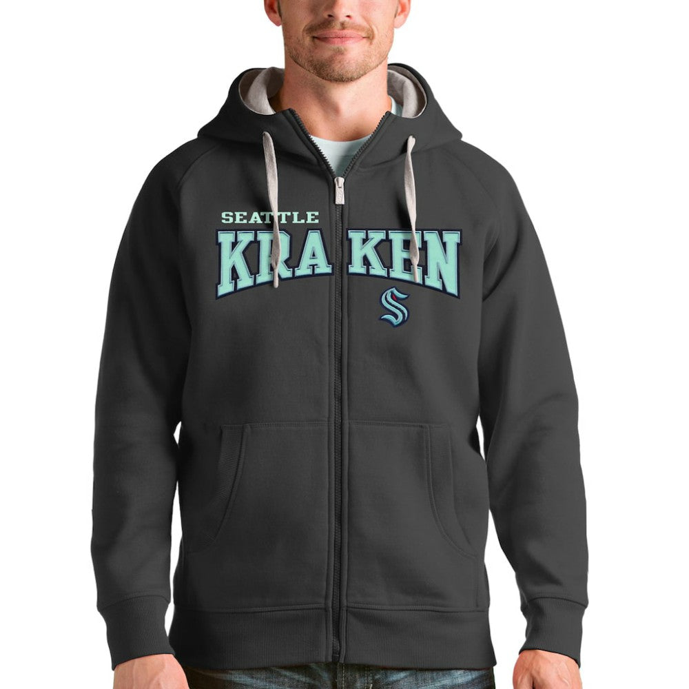 Seattle Kraken Antigua Wordmark Victory Full-Zip Hoodie