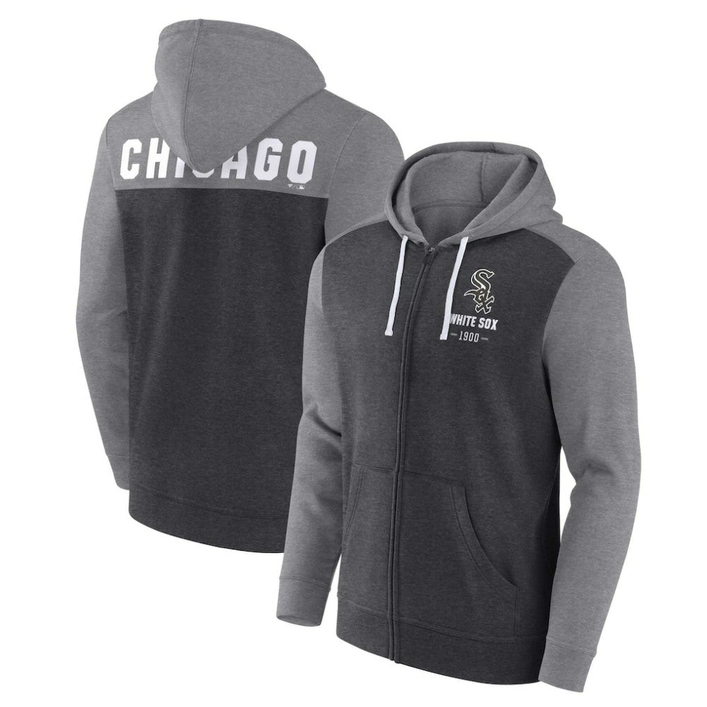 Chicago White Sox Blown Away Full-Zip Hoodie - Heathered Charcoal/Heathered Gray