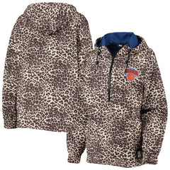 New York Knicks DKNY Sport Women's Gabriella Windbreaker Half-Zip Hoodie - Leopard sale