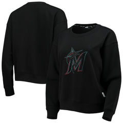 Miami Marlins DKNY Sport Women's Carrie Pullover Sweatshirt - Black