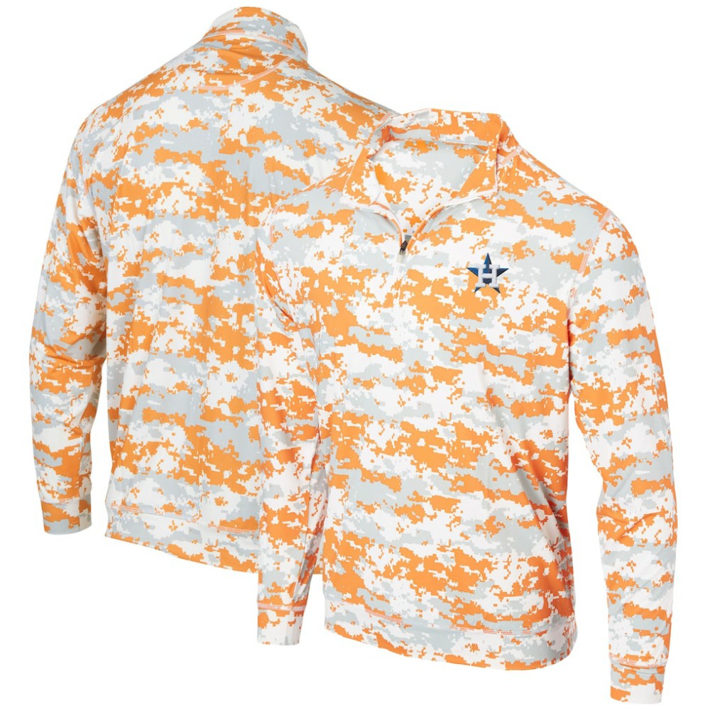 Houston Astros Digital Camo Performance Quarter-Zip Pullover Jacket - Orange