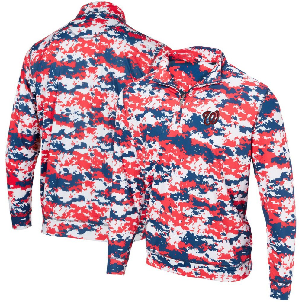 Washington Nationals Digital Camo Performance Quarter-Zip Pullover Jacket - Red