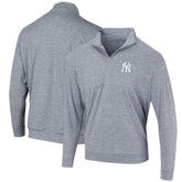 New York Yankees Peached Marled Yarn Quarter-Zip Pullover Jacket - Heathered Navy