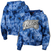 Philadelphia 76ers Women's Galaxy Sublimated Windbreaker Pullover Full-Zip Hoodie - Royal | Mitchell & Ness discount