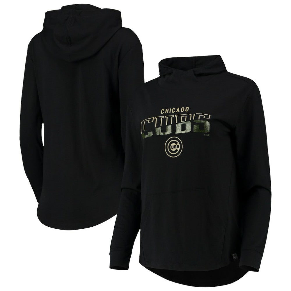 Chicago Cubs Levelwear Women's Vivid Scuba Neck Pullover Hoodie - Black