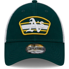 Athletics Logo Patch 9FORTY Trucker Snapback Hat - Green/White | New Era