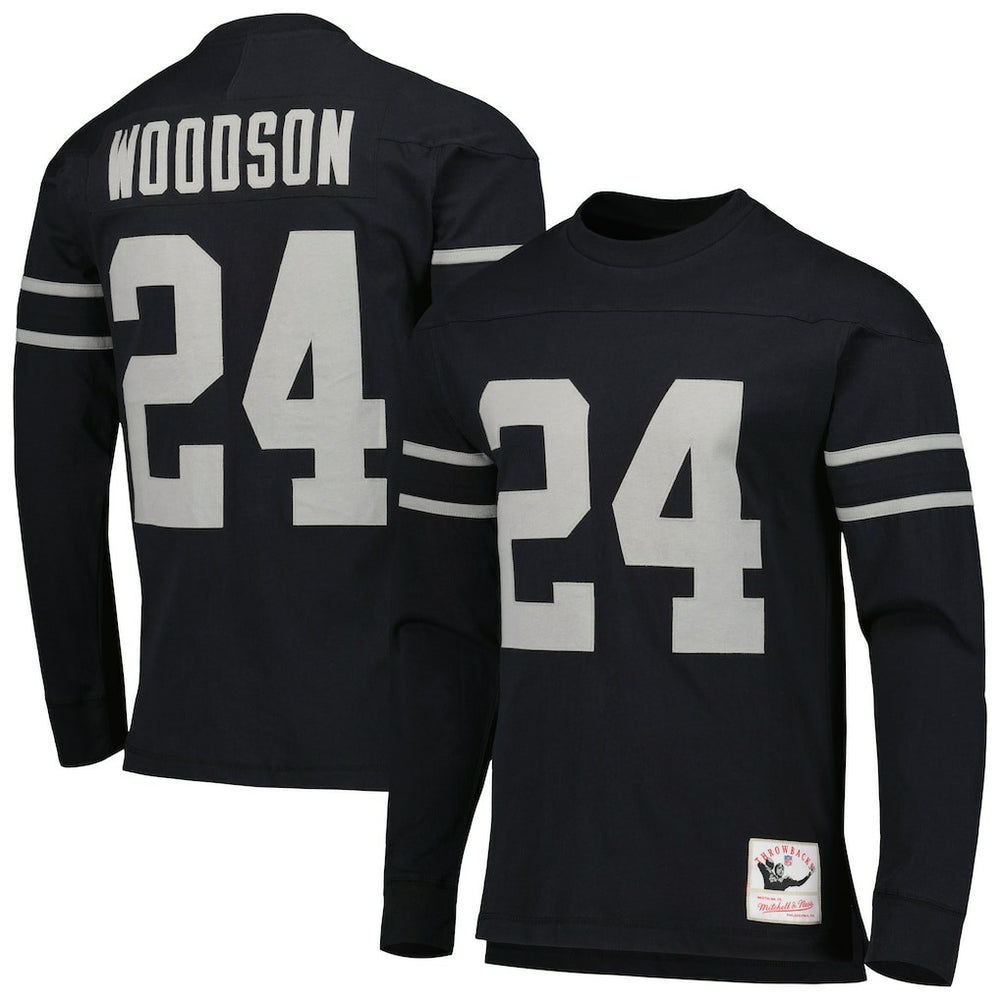 NFL Las Vegas Raiders Charles Woodson Oakland Raiders Retired Player Name & Number Long Sleeve Top