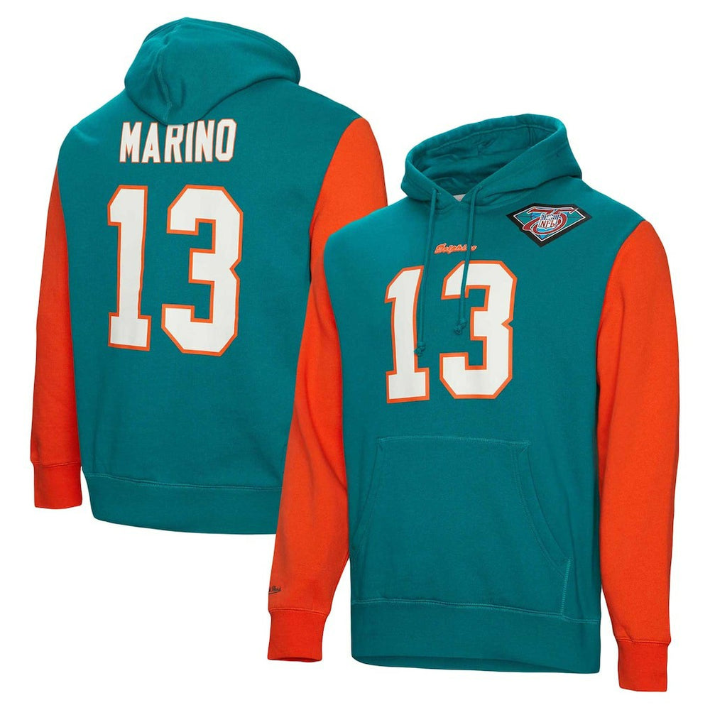 NFL Miami Dolphins Dan Marino Retired Player Name & Number Pullover Hoodie