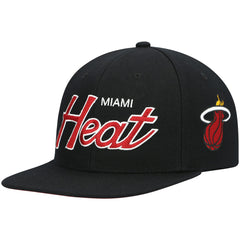 Miami Heat Hardwood Classics Script 2.0 Snapback Hat - Black | Mitchell & Ness online