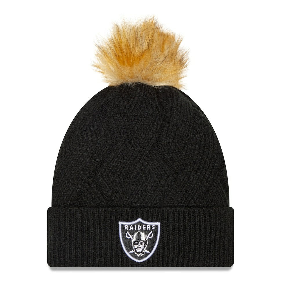 NFL Las Vegas Raiders Women's Snowy Cuffed Knit Hat with Pom