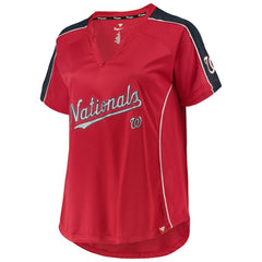 Washington Nationals Women's Plus Size Diva Notch Neck Raglan T-Shirt - Red