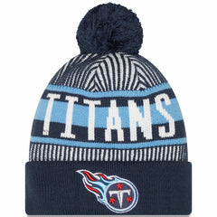 NFL Tennessee Titans Striped Cuffed Knit Hat with Pom
