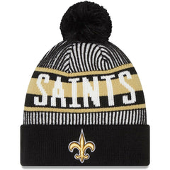 NFL New Orleans Saints Striped Cuffed Knit Hat with Pom