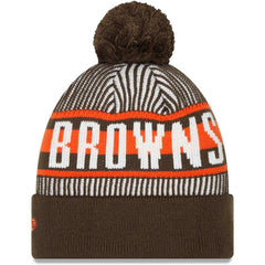 NFL Cleveland Browns Striped Cuffed Knit Hat with Pom