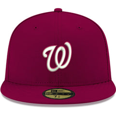 Washington Nationals White Logo 59FIFTY Fitted Hat - Cardinal | New Era