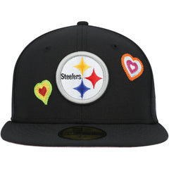NFL Pittsburgh Steelers Chain Stitch Heart 59FIFTY Fitted Hat