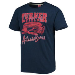 Atlanta Braves Homage Stadium Tri-Blend T-Shirt - Navy