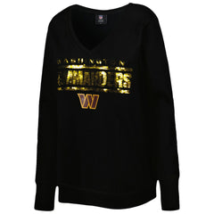 NFL Washington Commanders Cuce Women's Sequin Logo V-Neck Pullover Sweatshirt