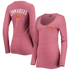 NFL Washington Commanders Women's Scoop Neck Tri-Blend Long Sleeve T-Shirt