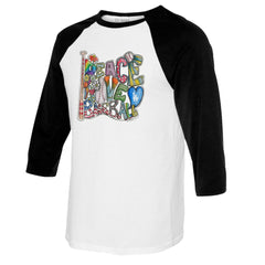 Los Angeles Dodgers Tiny Turnip Women's Peace Love Baseball 3/4-Sleeve Raglan T-Shirt - White/Black