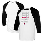 Los Angeles Angels Tiny Turnip Women's Stacked 3/4-Sleeve Raglan T-Shirt - White/Black