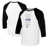 Chicago Cubs Tiny Turnip Youth Stacked Raglan 3/4 Sleeve T-Shirt - White/Black