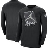 Brooklyn Nets Jordan Brand Courtside Max 90 Vintage Wash Statement Edition Long Sleeve T-Shirt - Black discount