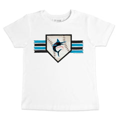 Miami Marlins Tiny Turnip Youth Base Stripe T-Shirt - White