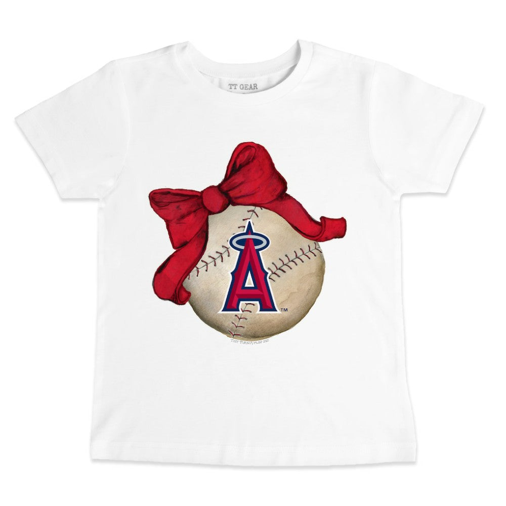 Los Angeles Angels Tiny Turnip Youth Baseball Bow T-Shirt - White
