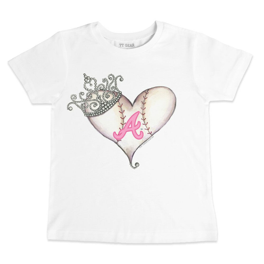 Atlanta Braves Tiny Turnip Youth Baseball Tiara Heart T-Shirt - White
