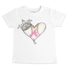Atlanta Braves Tiny Turnip Youth Baseball Tiara Heart T-Shirt - White