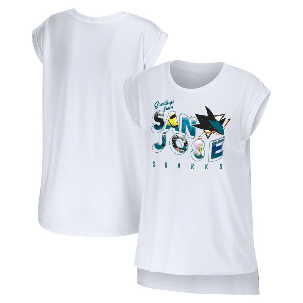 San Jose Sharks WEAR by Erin Andrews Women's Greetings From Muscle T-Shirt